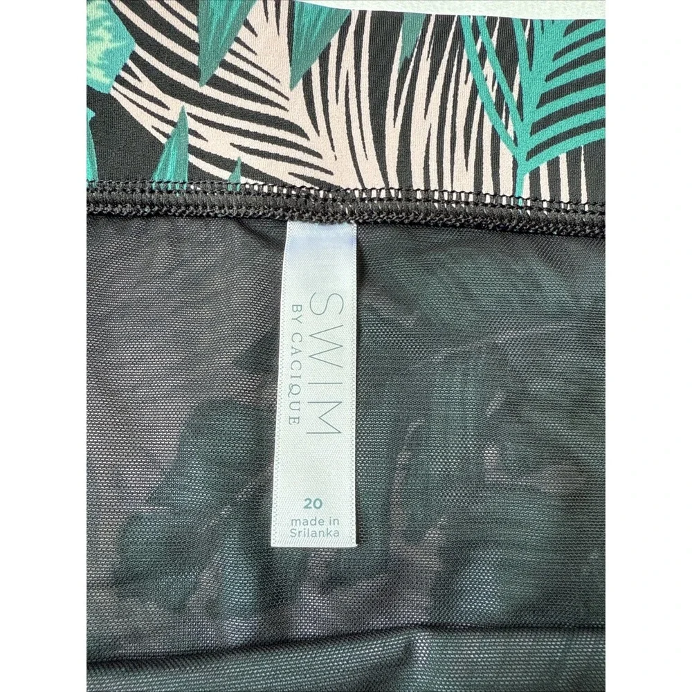 Cacique‎ Bikini Swim Size 20 Green Palm Tropical Print - NWT- High-waist